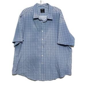 Mix & NY Blue Geometric Button Shirt Performance Slim Fit Men XXL Retro Coastal